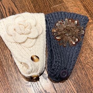 Knit Headbands with Floral Accents